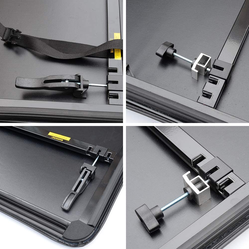 G-PLUS Black Soft Four Fold Truck Bed Tonneau Cover Compatible with 2007-2013 Chevy Silverado/GMC Sierra 1500 2500 HD | Fits 6.6' 6.6ft Bed