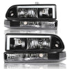 G-PLUS LED Headlights Assembly Front Headlamps Left Right Fit Chevy Blazer 1998-2005, Fit Chevy S10 Pickup 1998-2004 with Bumper Lights Clear Lens Black Housing Clear Reflector,faros delanteros