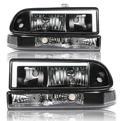 G-PLUS LED Headlights Assembly Front Headlamps Left Right Fit Chevy Blazer 1998-2005, Fit Chevy S10 Pickup 1998-2004 with Bumper Lights Clear Lens Black Housing Clear Reflector,faros delanteros