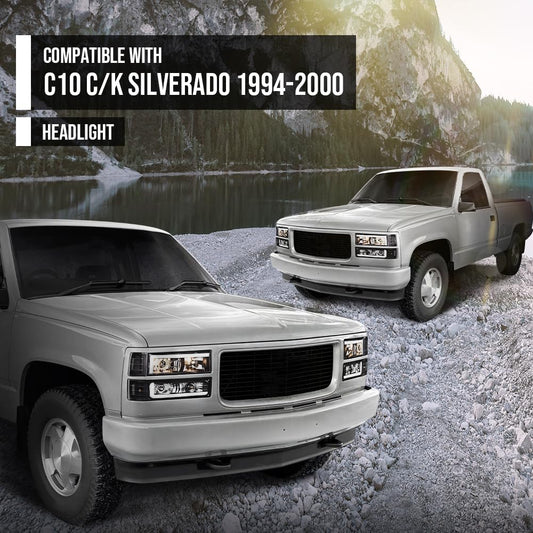 G-PLUS LED Headlights HEADLIGHTS | Fit GMC C/K1500 C/K2500 Yukon Suburban 1994-1999,HEADLIGHTS | Fit GMC C/K2500 C/K3500 1994-2000 Headlamps Smoke Lens Black Housing Clear Reflector,faros delanteros Assembly