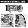 G-PLUS LED Headlights Fit 1994-2001 Dodge Ram 1500/1994-2002 Dodge Ram 2500 3500,Not fit Ram Sport, w/o Bulbs Clear Lens Chrome Housing Clear Reflector Bumper Headlamps,faros delanteros Assembly