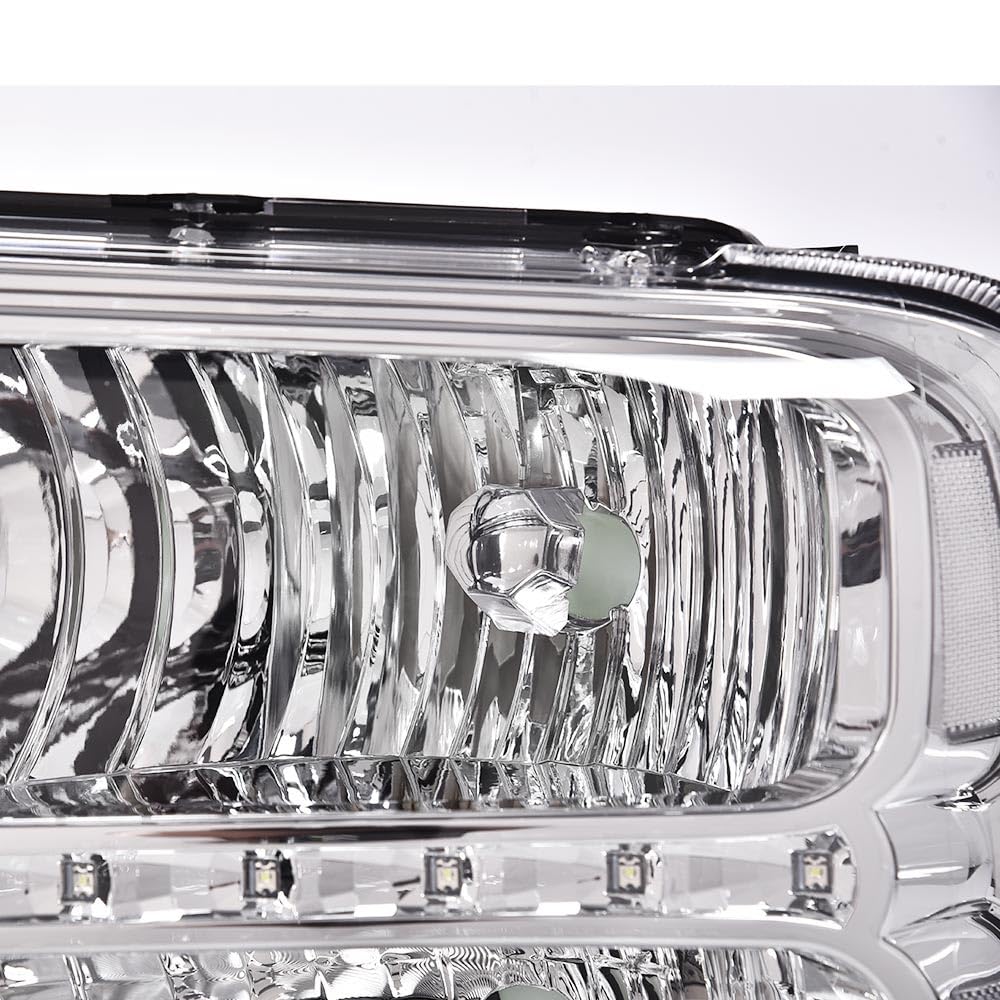 G-PLUS LED Headlights Compatible with Point Style Ford F250 F350 F450 F550 Super Duty 2005-2007 DRL BAR Headlamps Clear Lens Chrome Housing Clear Reflector,faros delanteros