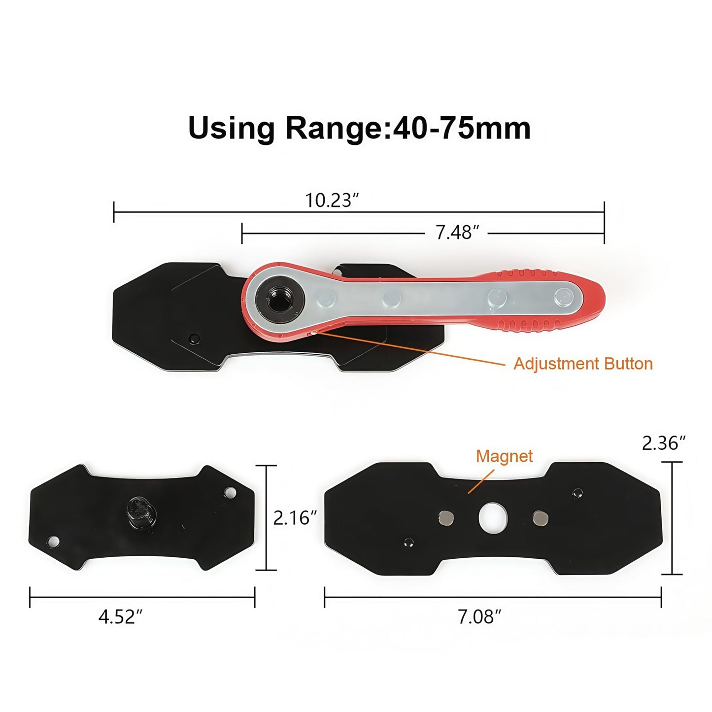 G-PLUS 360° Brake Caliper Press Tool with 2 Groups Steel Plates,4 in 1 Universal Disc Ratchet Brake Caliper Tool,Ratchet Piston Spreader Automotive Tools Car Brake Repair & Instalation Red