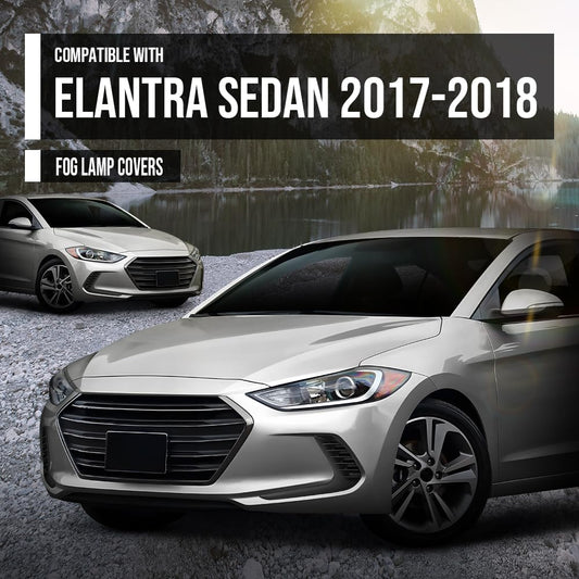 G-PLUS Pair Front Bumper Fog Lamp Cap Cover Compatible with Hyundai Elantra Sedan 2017-2018 86563F2000, 86564F2000 Black