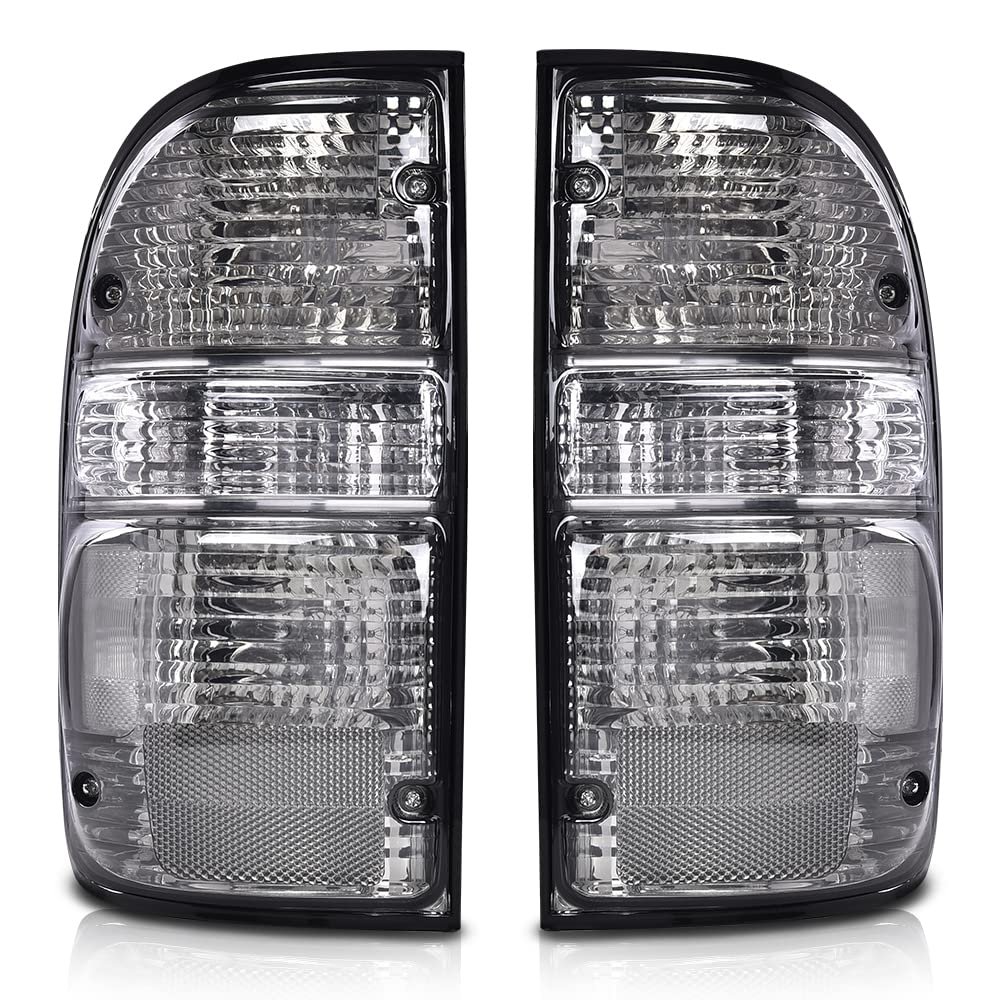 G-PLUS Tail Lights Assembly Rear Lamps Fit For Toyota Tacoma 2001 2002 2003 2004,81560-04060 81550-04060 Chrome Housing Smoke Lens Driver & Passenger Side Luces Traseras, Faros Traseros
