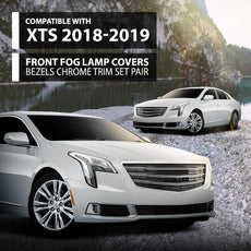 G-PLUS Fog Light Covers 2PCS for Cadillac XTS 2018-2019 Chrome Black Front View