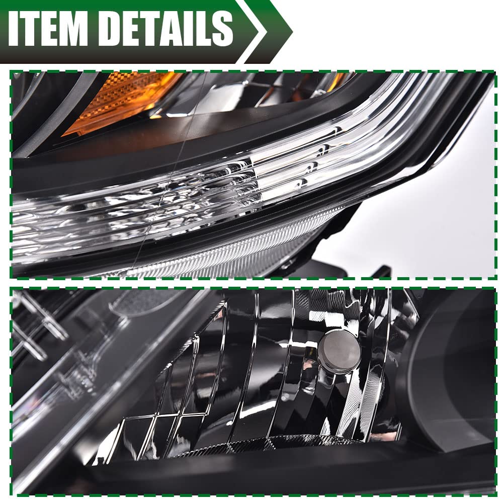G-PLUS Headlights Compatible with 2013 2014 4-Door Sedan Honda Accord Factory Style Automotive Headlamps Assembly (Black Passenger & Driver Side(Left+Right)),faros delanteros