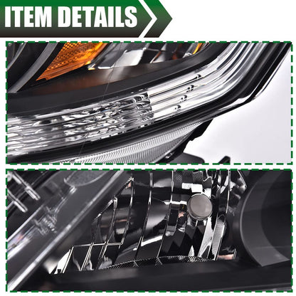 G-PLUS Headlights Compatible with 2013 2014 4-Door Sedan Honda Accord Factory Style Automotive Headlamps Assembly (Black Passenger & Driver Side(Left+Right)),faros delanteros
