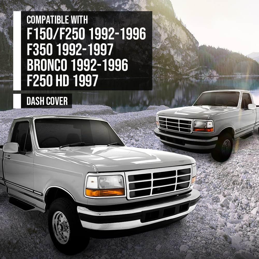 G-PLUS TPE Dash Cover Dashboard Cover Compatible with Ford F350 Xl/XLT V8 5.8L 1992-1997 Fit Ford Bronco XLT/Eddie Bauer V8 5.0L 1992-1996 Gray