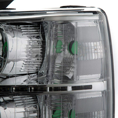 G-PLUS LED DRL Headlights, Compatible with Chevy Silverado 1500 2007-2013/Fit Chevy Silverado 2500 3500 & HD 2007-2014 Bumper Headlamps, Clear Lens Chrome Housing Clear Reflector,faros delanteros