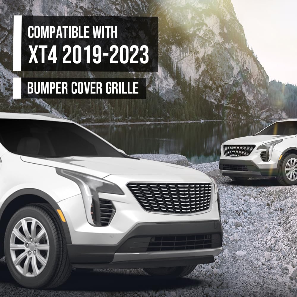 G-PLUS Bumper Cover Grille Front Left Side Compatible with Cadillac XT4 2019 2020 2021 2022 2023 2024 GM1038293, 191275994511 Glossy Black