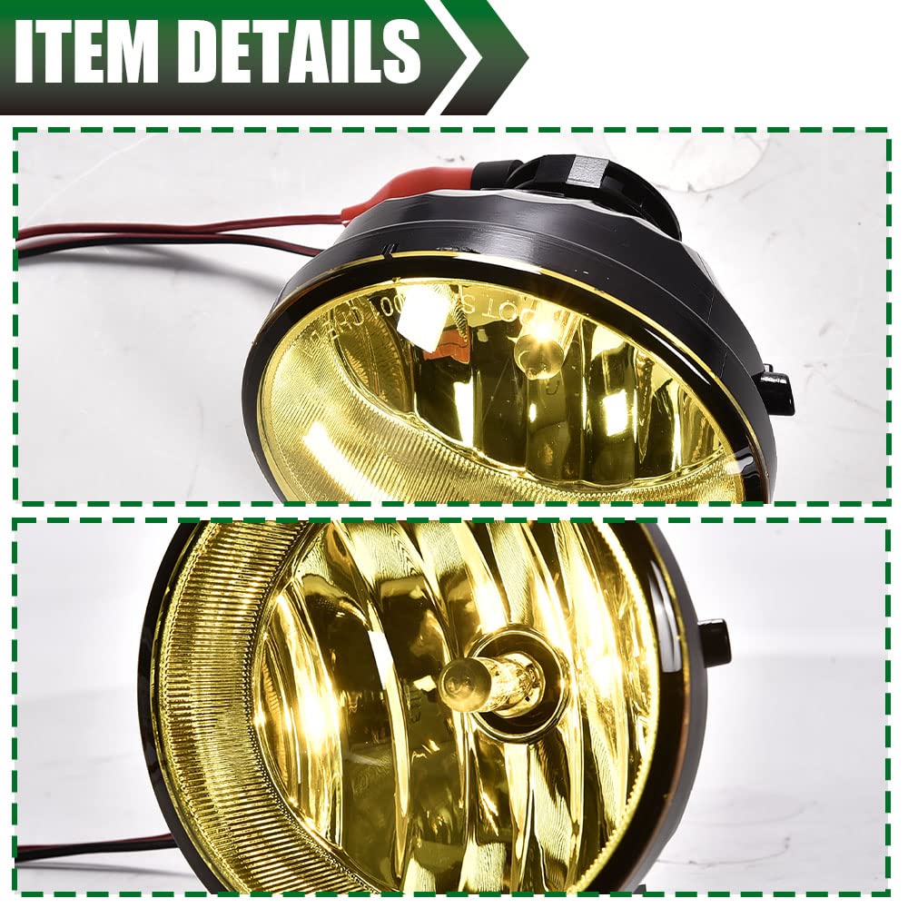 G-PLUS Front Bumper Fog Lights Assembly Compatible With 2005-2011 Toyota Tacoma/ 2007-2013 Tundra (Yellow lens) neblineros para autos delantero faros antiniebla