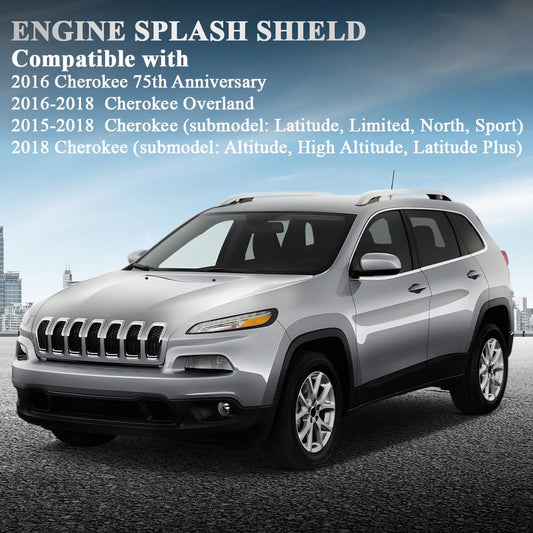 G-PLUS Engine Splash Shield Compatible with Jeep Cherokee 2015 2016 2017 2018 68102261AG CH1228156 Black