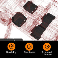 G-PLUS Floor Mats 3PCS for Dodge Durango 2016-2024 Jeep Grand Cherokee 2016-2022 TPE Black Product Image