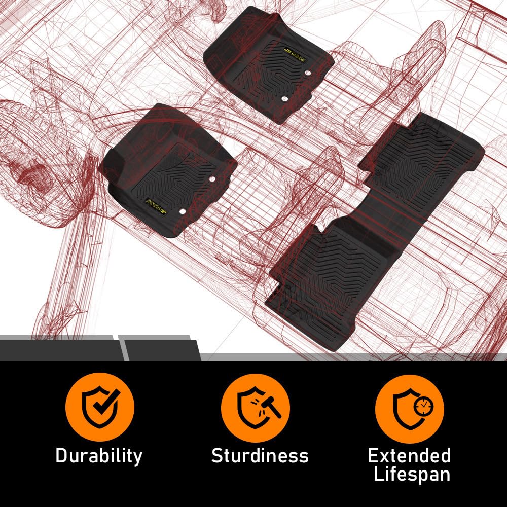 G-PLUS Floor Mats Fit for Dodge Durango 2016-2024, Fit Jeep Grand Cherokee 2016-2021/Cherokee WK 2022,TPE Custom Fit All Weather Protection Floor Liners, 1st & 2nd Row Car Mat Liners 3PCS