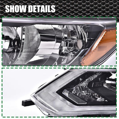 G-PLUS One Right Passenger Side Headlight Compatible with Nissan Versa 2015-2019 Headlamp Halogen Clear Lens Chrome Housing Amber ReflectorBumper Headlamps,faros delanteros