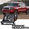 G-PLUS Headlights Assembly W/o Bulbs, Compatible with Toyota Tacoma 2005 2006 2007 2008 2009 2010 2011 Bumper Headlamps, Clear Lens Black Housing Amber Reflector
