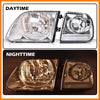 G-PLUS Headlights Fit 1998-2003 Ford F150/Fit 1997-2002 Ford Expedition/Fit Ford Ford F250 Light Duty 97-99 w/Corner Lamps,Headlamps faros delanteros,Clear Lens Chrome Housing Clear Reflector
