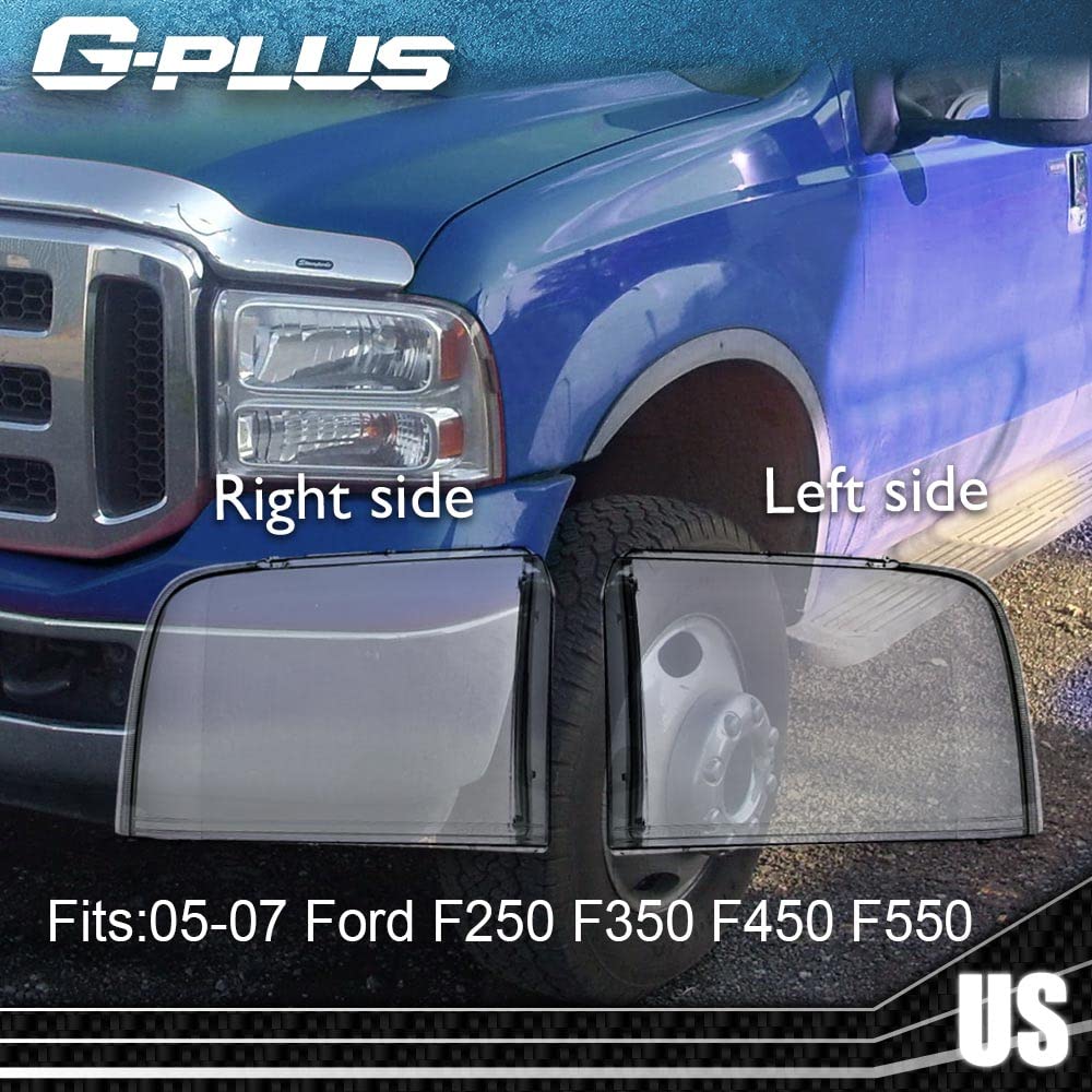 G-PLUS Front Headlight Lens Cover Compatible with 05-07 Ford F250 F350 F450 F550, Left & Right Side (Smoky Lens)
