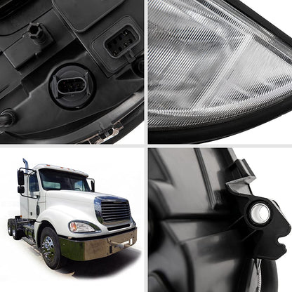 G-PLUS Headlights Assembly, Compatible with 1996-2004 Freghtliner Columbia Right Bumper Headlamps, Clear Lens Chrome Housing Amber Reflector,faros delanteros