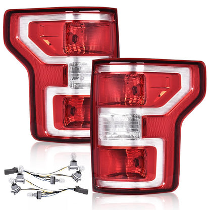 G-PLUS Rear Tail Lights Compatible with Ford F150 2018 2019 2020 W/Bulbs & Wiring Harness Red Left Driver&Right Passenger Tail Lamps Luces Traseras Rear Brake Lamps Assembly