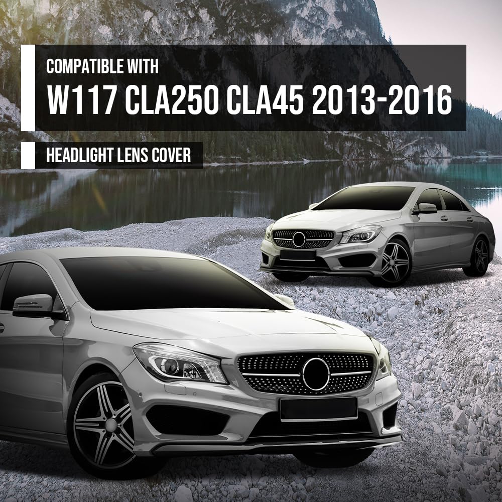 G-PLUS Headlight Lens Cover Compatible with Benz CLA Class W117 CLA250 CLA45 AMG 2013 2014 2015 2016 Left & Right Front Headlamp Lens Cover Clear