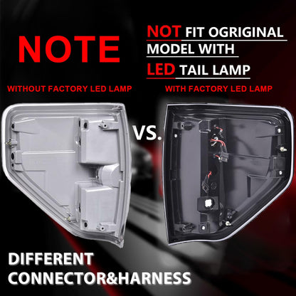G-PLUS Rear Tail Lights Red Compatible with Ford F150 2009-2014 2/4 Door (Not Fit Flareside Models,Not Fit Ogriginal Model with LED Tail Lamp) Brake Tail Lamps Luces Traseras Faros TraserosAssembly