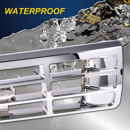 G-PLUS Front Grille Compatible with 1992-1996 Bronco/1992-1997 Ford F150 F250 F350 Chrom Plastic Truck Replacement