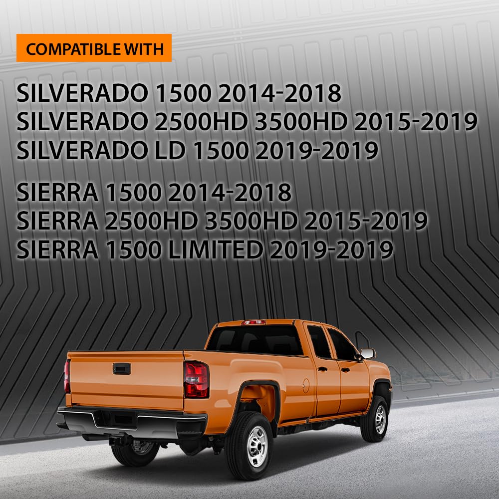G-PLUS Tailgate Liner Compatible with Chevy Silverado GMC Sierra 1500 2014-2018,Fit Chevy Silverado GMC Sierra 2500HD 3500HD 2015-2019 TPE Black Tailgate Mat