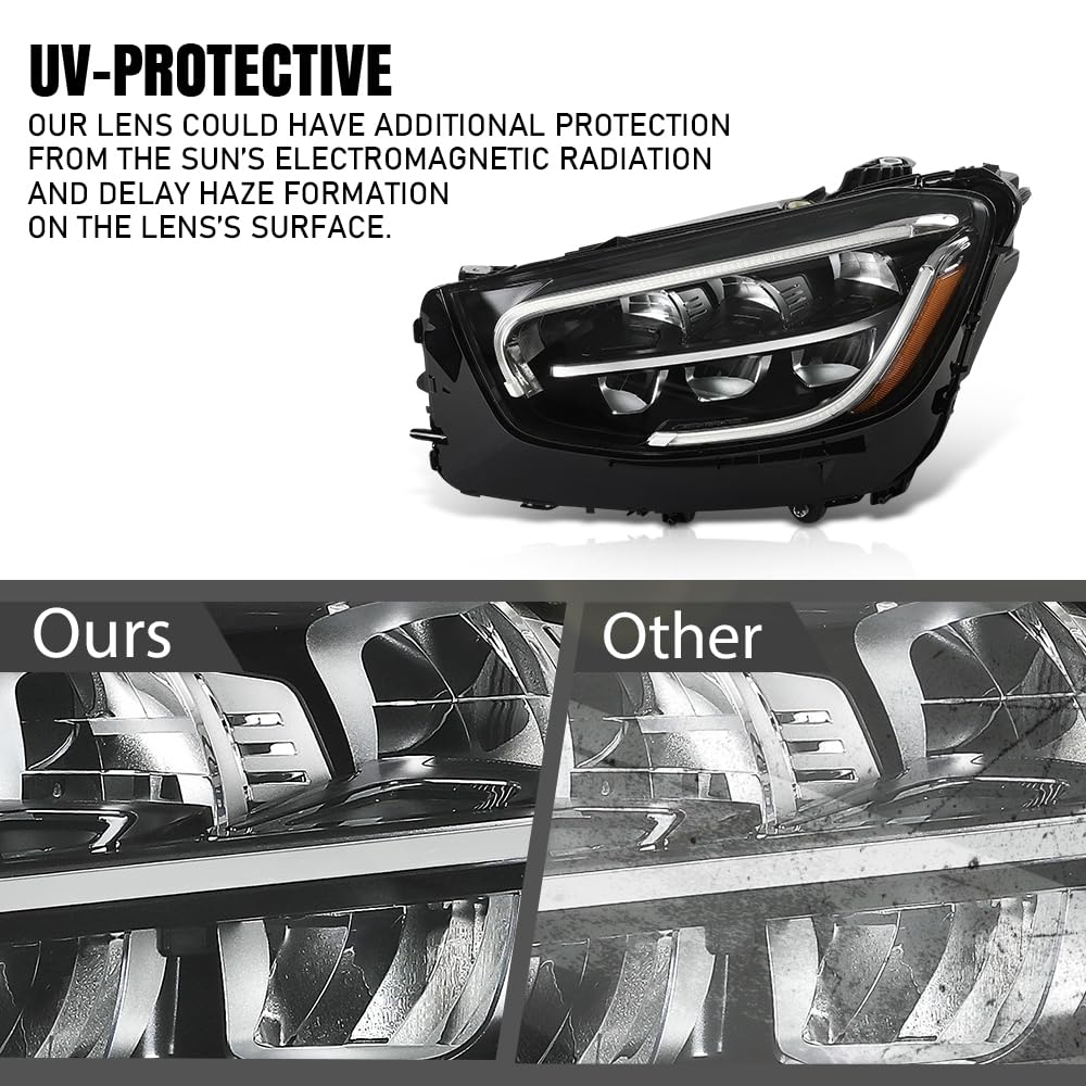 G-PLUS LED Headlight Front Lamp Left Compatible with Benz GLC Class X253/C253 2020 2021 2022 LED Model, Fit Headlight Without Adaptive Only 2539069103, MB2502262, A2539066703, A2539067301 Black