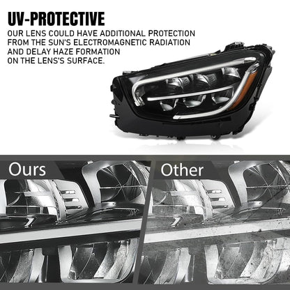 G-PLUS LED Headlight Front Lamp Left Compatible with Benz GLC Class X253/C253 2020 2021 2022 LED Model, Fit Headlight Without Adaptive Only 2539069103, MB2502262, A2539066703, A2539067301 Black