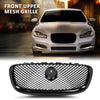 G-PLUS Front Center Upper Mesh Grille W/Emblem Compatible with Jaguar XF XFR 2012-2015 Gloss Black Grill