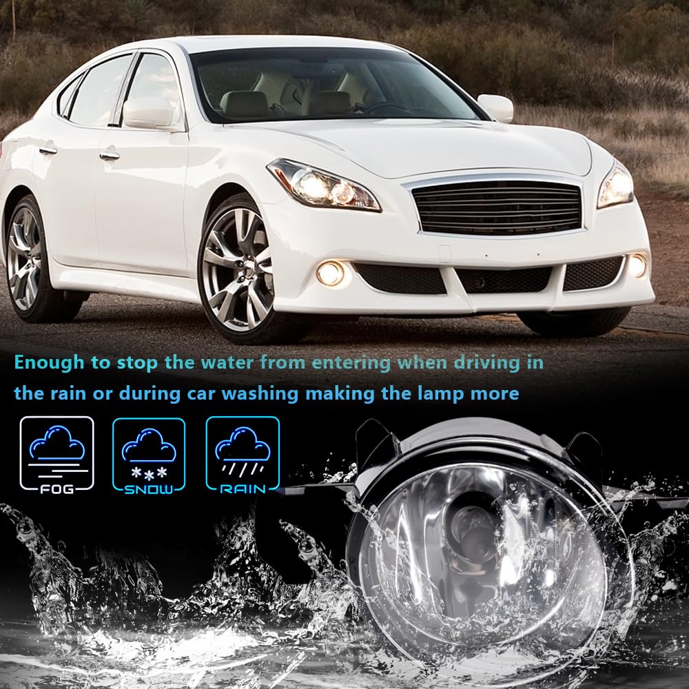 1 Pair Left And Right Fog Light Lamps Compatible With H11 Bulbs Compatible with Nissan Sentra Altima Rogue Maxima Murano Versa Pathfinder/Infiniti