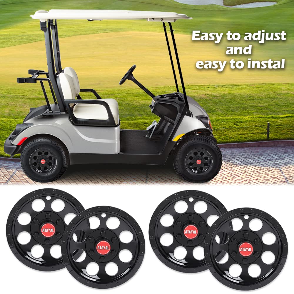 G-PLUS 10" Black Wheel Cover Hub Caps Compatible with EZGO Club Car and Yamaha Golf Cart Hubcaps Set of 4