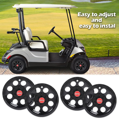 G-PLUS 10" Black Wheel Cover Hub Caps Compatible with EZGO Club Car and Yamaha Golf Cart Hubcaps Set of 4