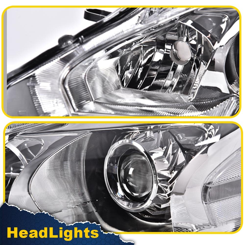 G-PLUS Headlights Compatible With 2013 2014 2015 Nissan Altima 4-Door Sedan Factory Style Automotive Halogen Model Headlamps (Clear Lens Chrome Housing Clear Reflector),faros delanteros