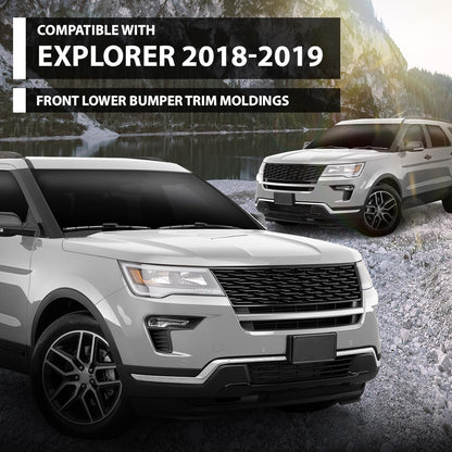 G-PLUS Lower Bumper Trim Moldings Left+Right+Center Front Compatible with Ford Explorer 2018-2019 JB5Z17E810AA, JB5Z17E811AB, JB5Z8419AB, FO1047107, FO1046107
