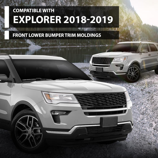 G-PLUS Lower Bumper Trim Moldings Left+Right+Center Front Compatible with Ford Explorer 2018-2019 JB5Z17E810AA, JB5Z17E811AB, JB5Z8419AB, FO1047107, FO1046107