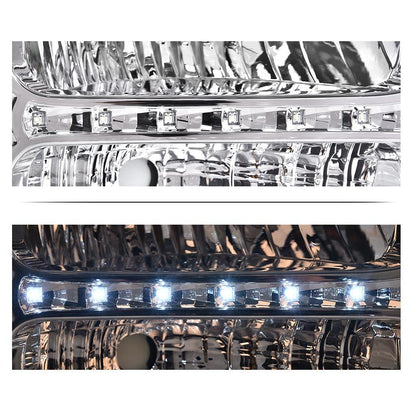 G-PLUS Smoked LED DRL headlights, Compatible with 2005 2006 2007 Ford F250 F350 F450 F550 Super Duty Bumper Headlamps, Clear Lens Chrome Housing Clear Reflector FO2503217,faros delanteros