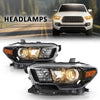 G-PLUS Headlights Compatible with 2016-2022 Toyota Tacoma,Headlamps w/o LED DRL Clear Lens Black Housing Amber Reflector, Left Driver & Right Passenger TO2502243, TO2503243 faros delanteros