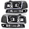 G-PLUS LED DRL Headlights Assembly, Compatible with 1999-2007 GMC Sierra 1500/2001-2007 GMC Sierra 1500 HD Bumper Headlamps, Clear Lens Black Housing Clear Reflector,faros delanteros