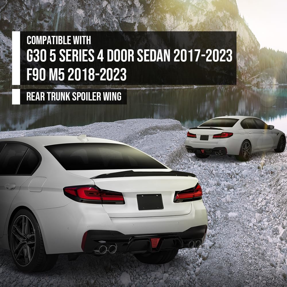 G-PLUS Rear Trunk Spoiler Wing Compatible with BMW G30 5 Series 4 Door Sedan 2017-2023 Fit BMW F90 M5 2018-2023 Trunk Spoiler Wing Glossy Black