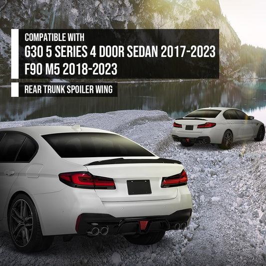 G-PLUS Rear Trunk Spoiler Wing Compatible with BMW G30 5 Series 4 Door Sedan 2017-2023 Fit BMW F90 M5 2018-2023 Trunk Spoiler Wing Glossy Black