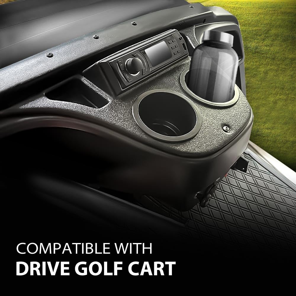 G-PLUS Golf Cart Drive Dash Mounted Radio Adapter w/Cup Holder Compatible with Yamaha, Black