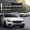 G-PLUS Headlight Lens Cover Compatible with Benz W222 S-Class 2018 2019 2020 Left & Right Front Headlamp Lens Cover Clear