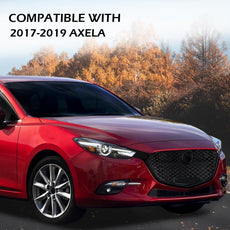 G-PLUS Front Bumper Upper Grille Compatible with Mazda 3 Axela 2017-2018 Honeycomb Black Front View
