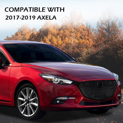 G-PLUS Front Bumper Upper Grille Compatible with Mazda 3 Axela 2017-2018 Honeycomb Mesh Grill ABS Painted Glossy Black