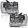 G-PLUS Headlights Assembly, Fit 2007-2013 GMC Sierra 1500/2007 2008 2009 2010 2011 2012 2013 2014 GMC Sierra 2500 HD/3500HD Headlamps,Clear Lens Chrome Housing Clear Reflector,faros delanteros