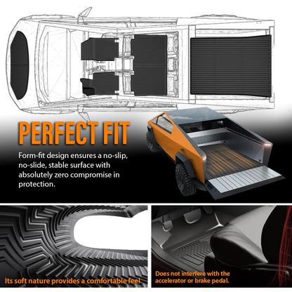 G-PLUS TPE Floor Mats Fit Tesla Cybertruck 2023-2025 1st & 2nd &3rd & 4th Row & Cargo Mat Truck Accessories Cargo Liners All Weather Protection 6PCS Black Alfombras para Carro