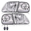 G-PLUS Headlights Assembly Fit Ford F150 1998-2003, Fit Ford Expeditio 1997-2002 w/Corner Lamps, Headlamps faros delanteros, Clear Lens Chrome Housing Clear Reflector